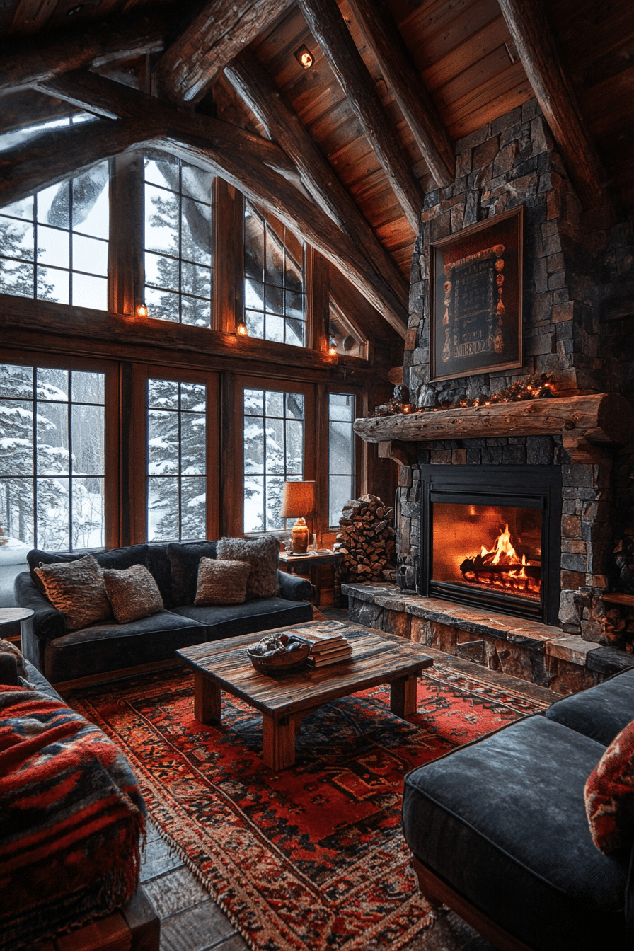 winter cabin interior