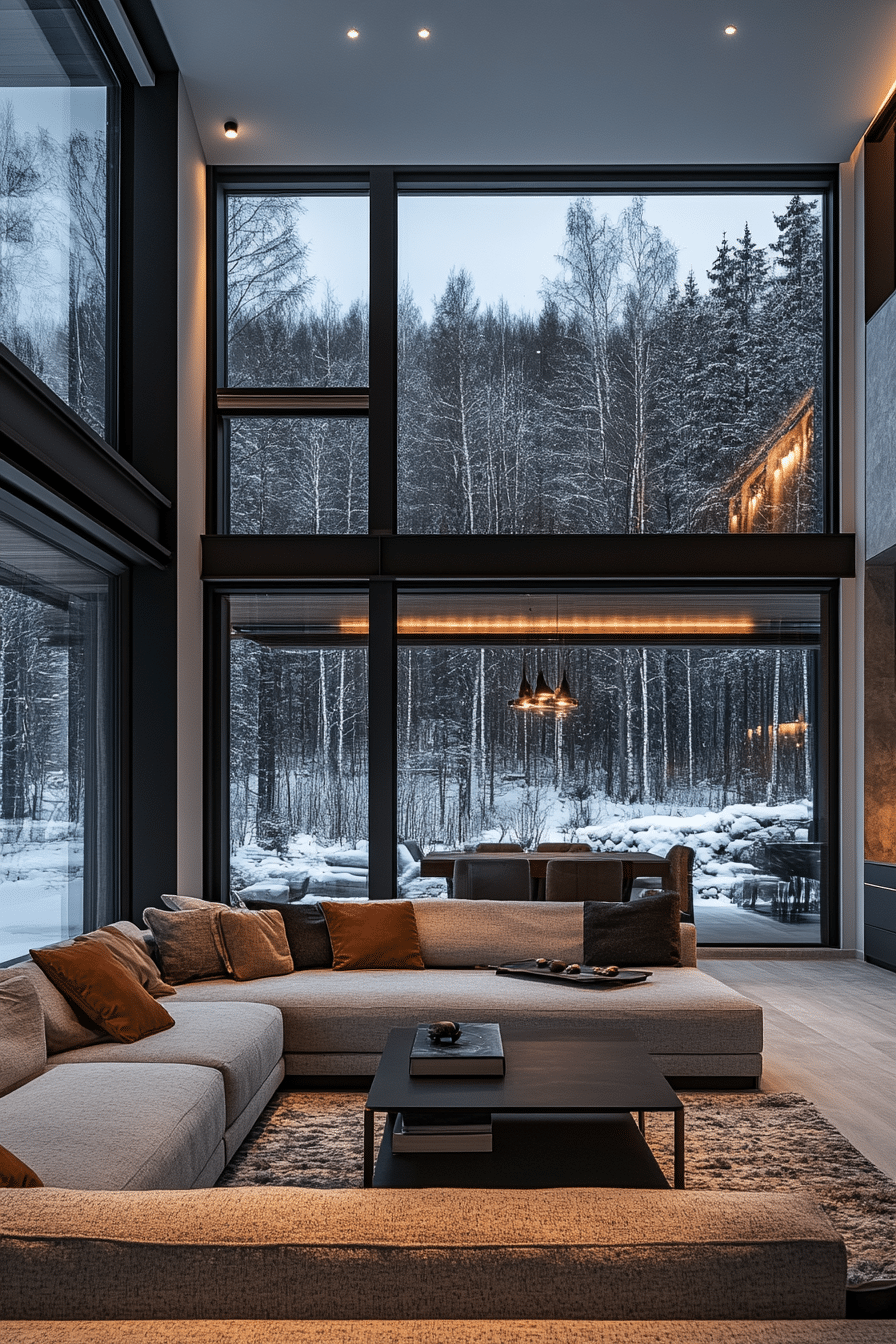 winter cabin interior