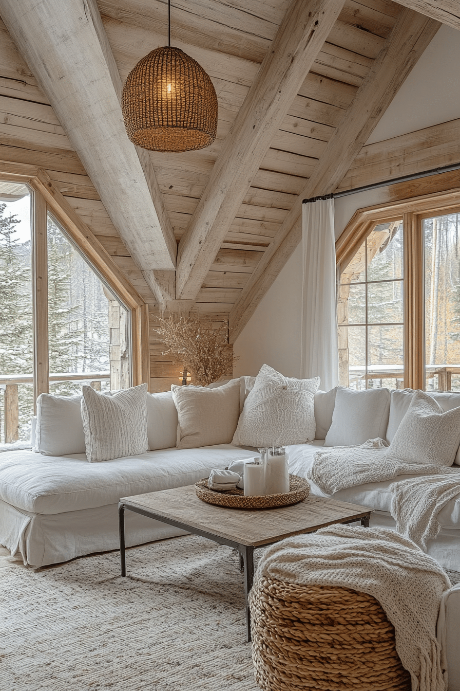 winter cabin interior