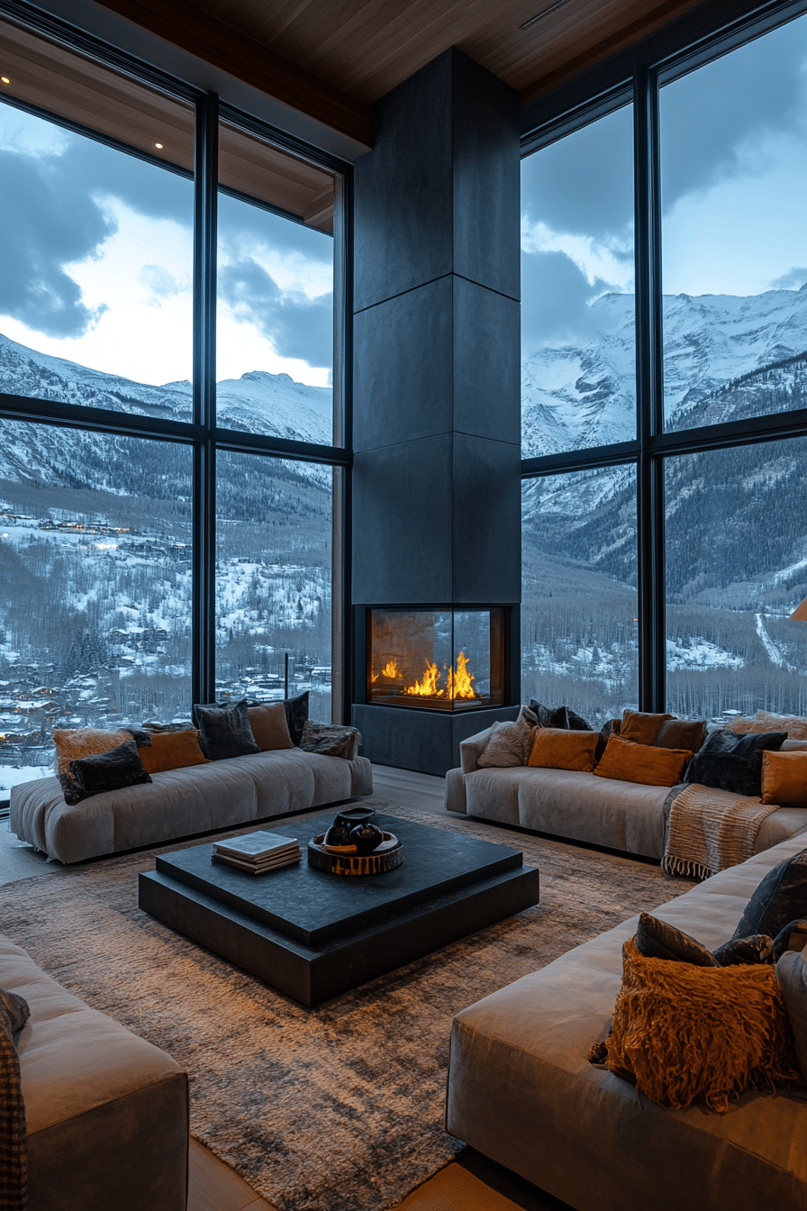 winter cabin interior