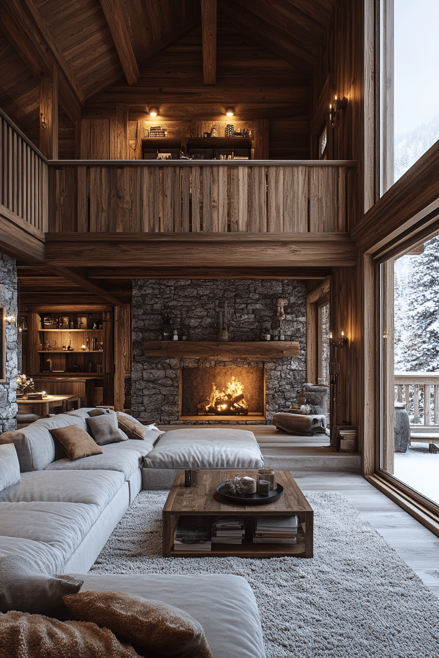 winter cabin interior
