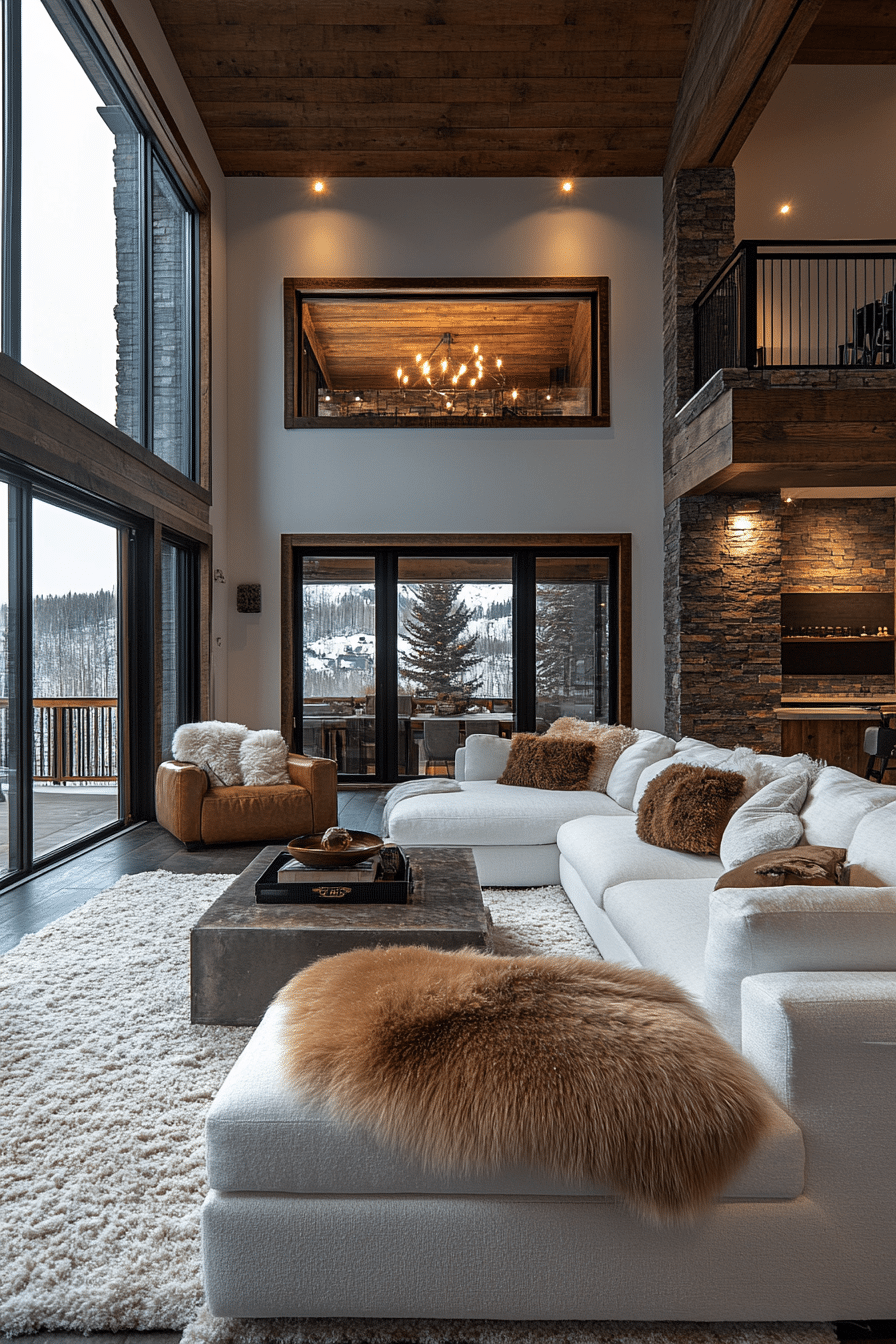 winter cabin interior