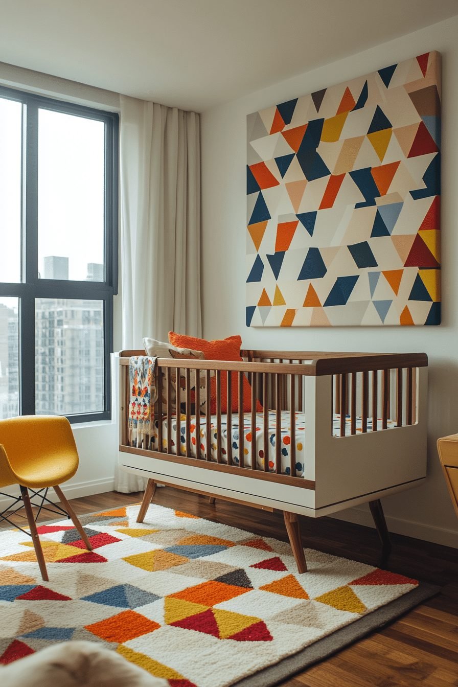 29 Contemporary Nursery Ideas to Design a Space That Grows with Your Child 9 Geometric Pattern Nursery