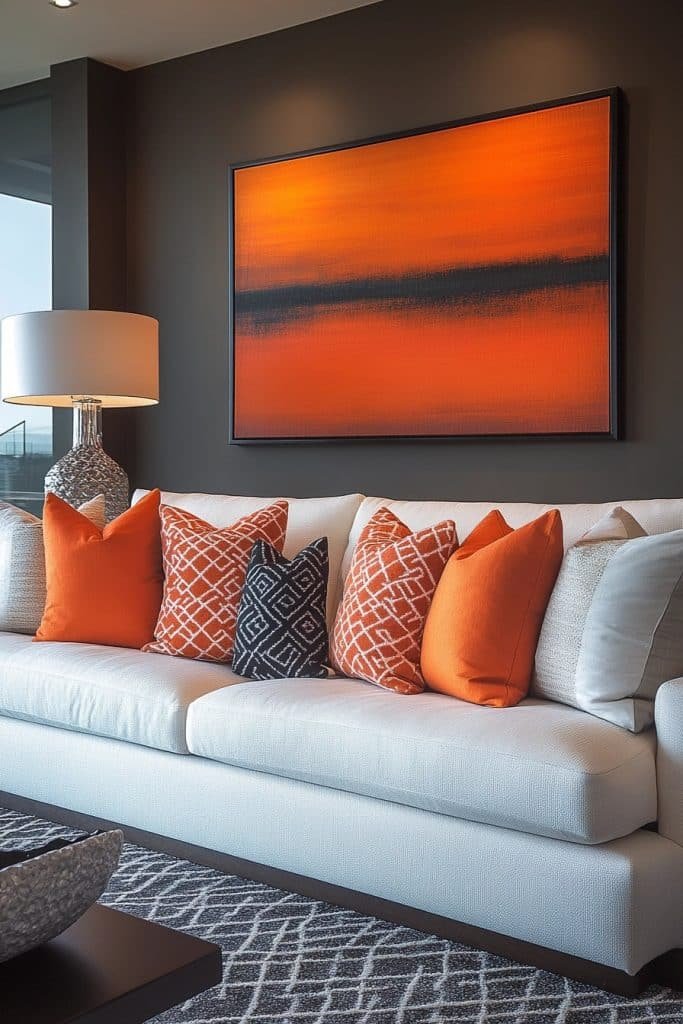 Bold Color Accent Contemporary Living Room