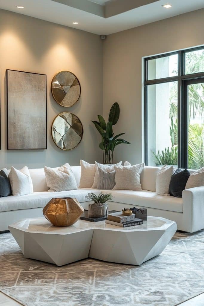 Contemporary Living Room with Geometric Shapes