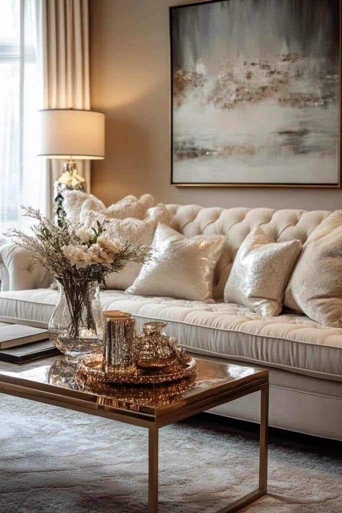 Elegant Contemporary Living Room with Metallic Accents