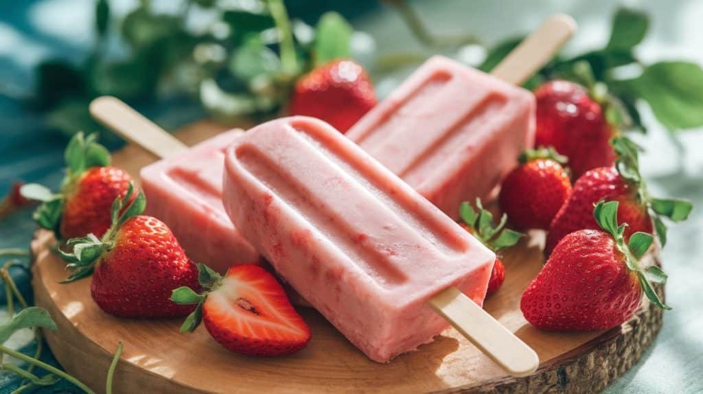 Keto Strawberry Cream Popsicles