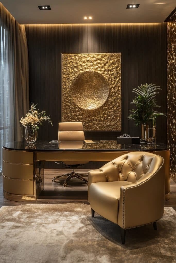 Luxe Gold Accented Bureau
