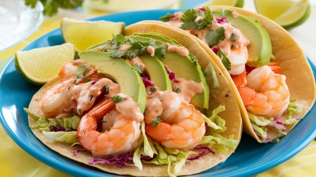 10-Minute Shrimp Tacos with Lime Crema