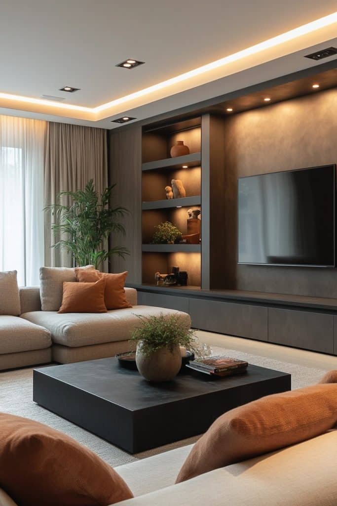 Streamlined Contemporary Living Room with Hidden Storage