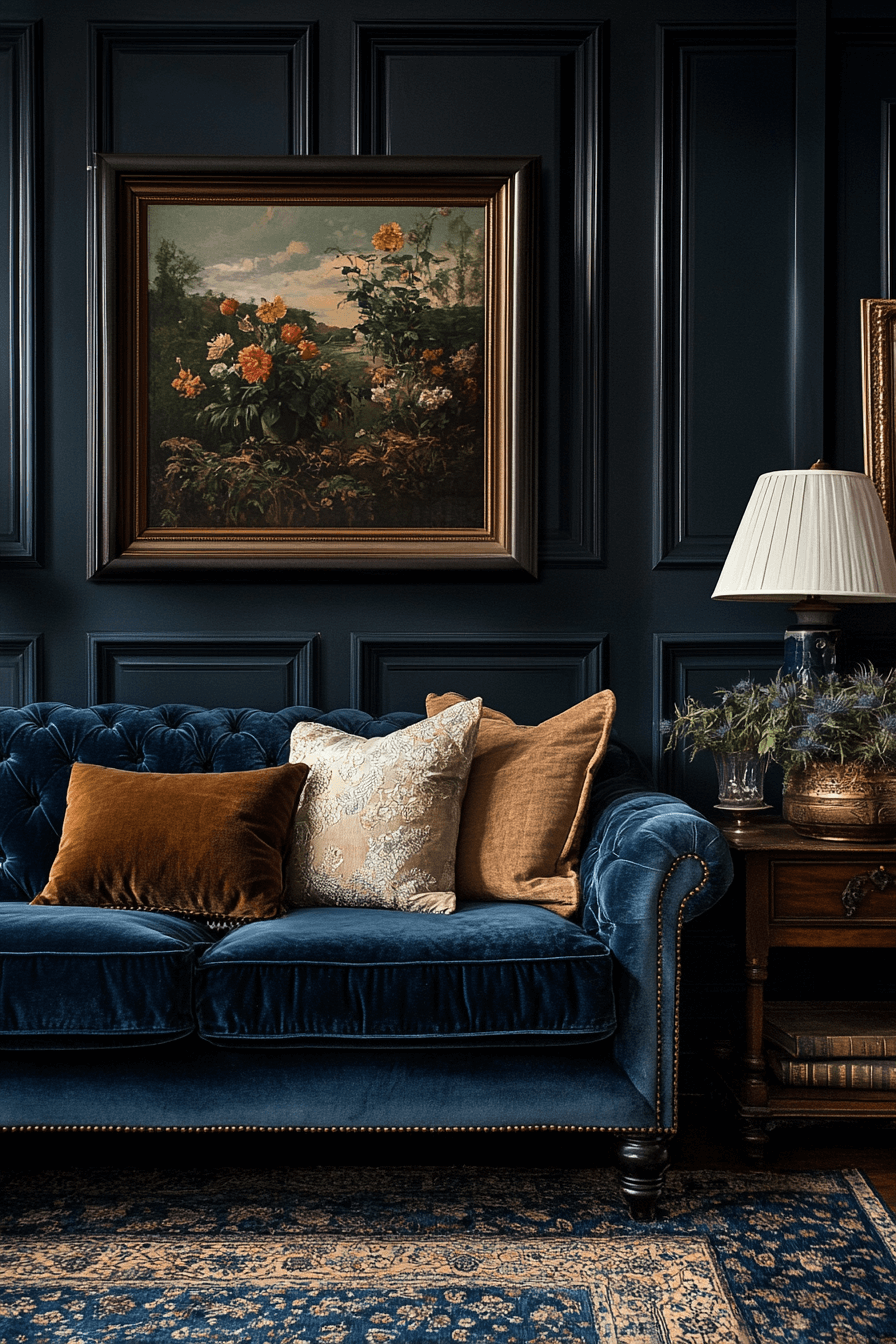 moody vintage living room