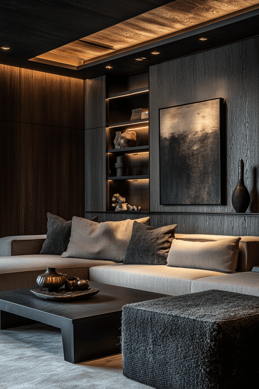 moody neutral living room