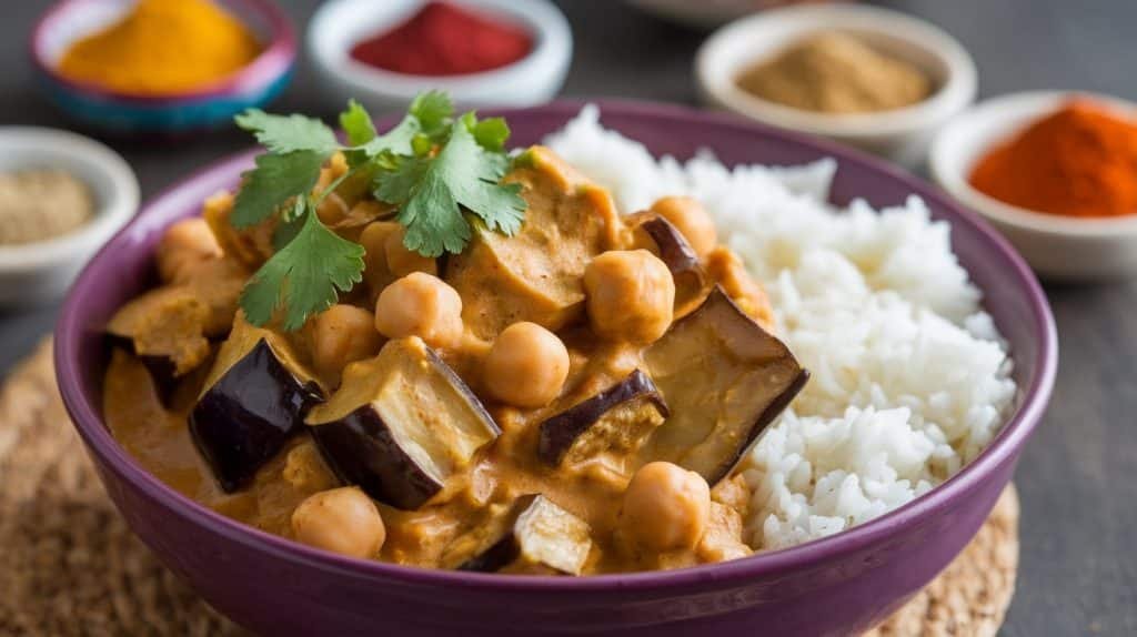 10-Minute Eggplant and Chickpea Curry