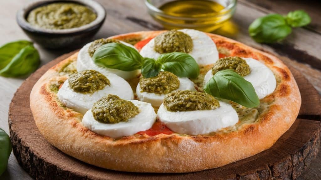 10-Minute Pesto and Mozzarella Flatbreads