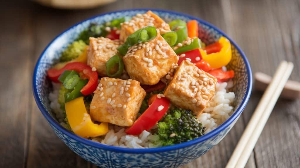 10-Minute Sesame Tofu Rice Bowls