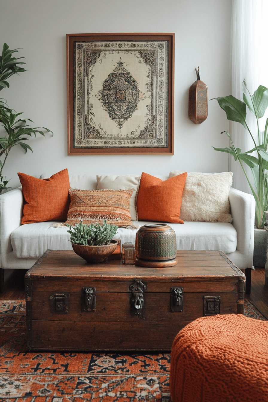 boho mid century modern living room