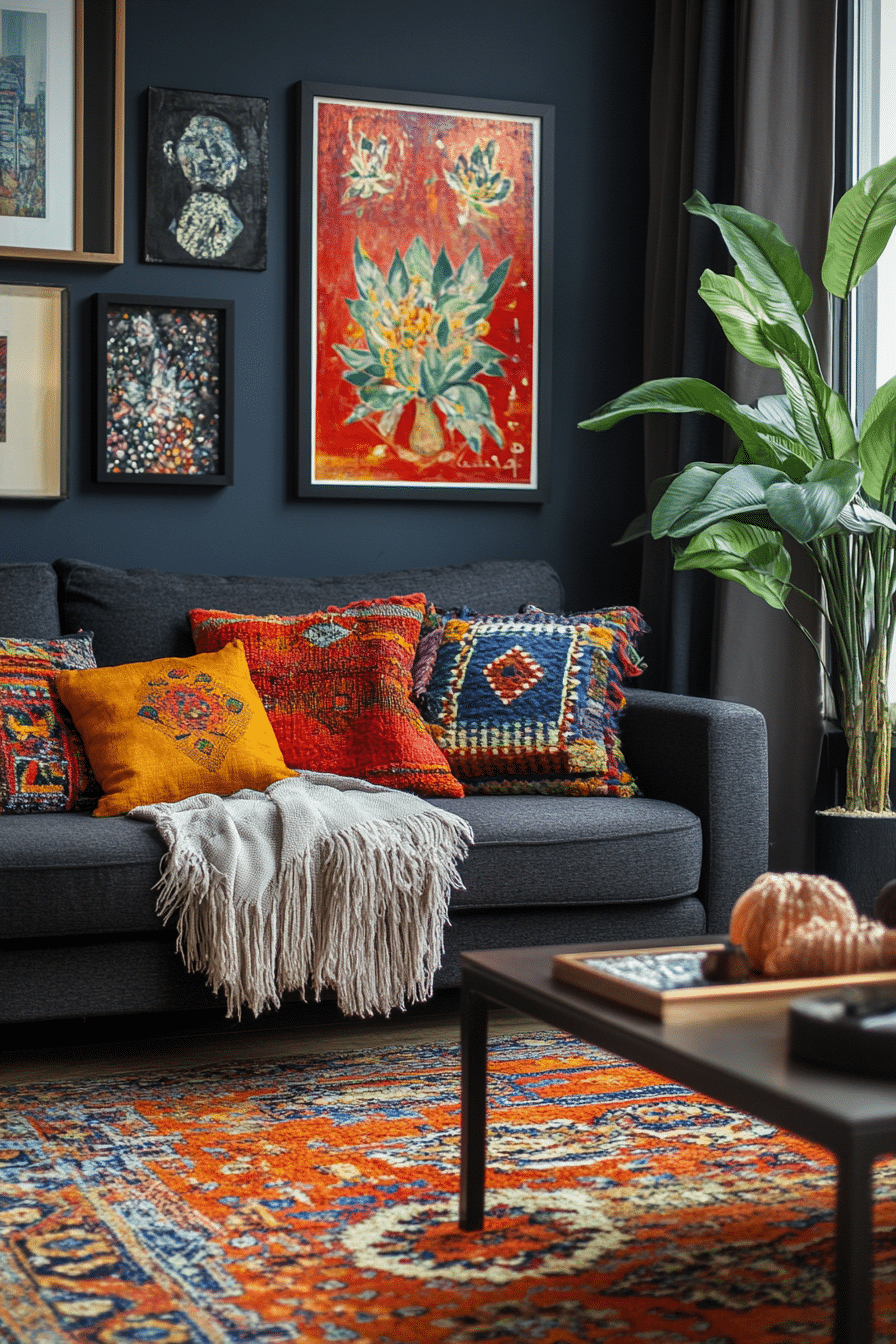 Charcoal sofa living room