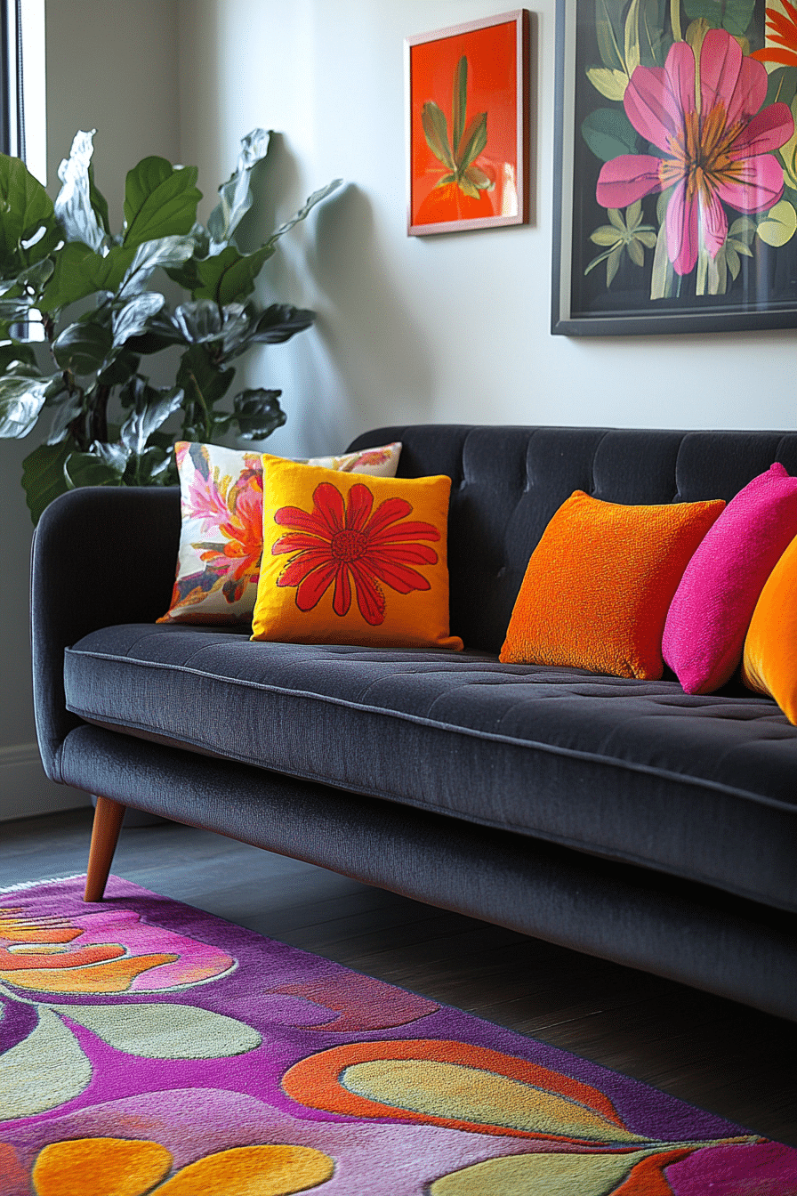 Charcoal sofa living room