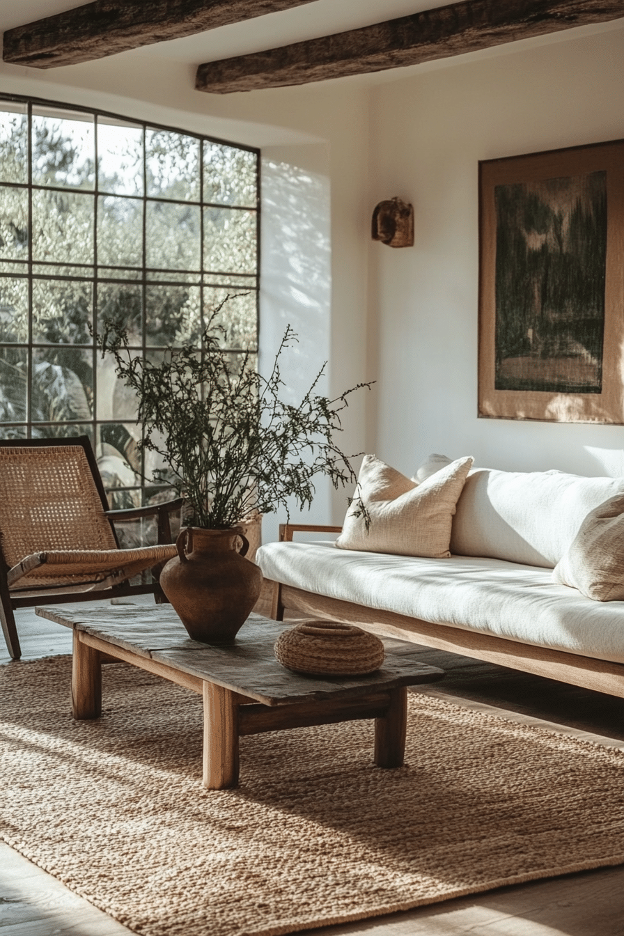 boho mid century modern living room