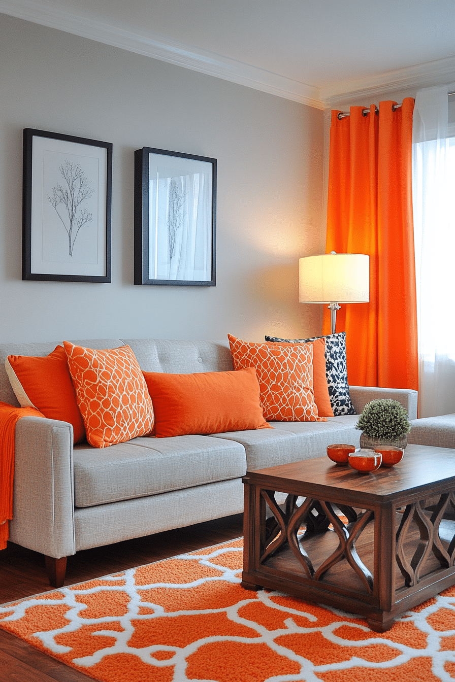 Grey and orange living room