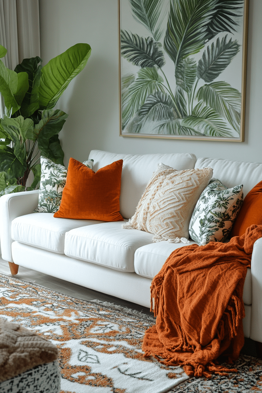 boho mid century modern living room