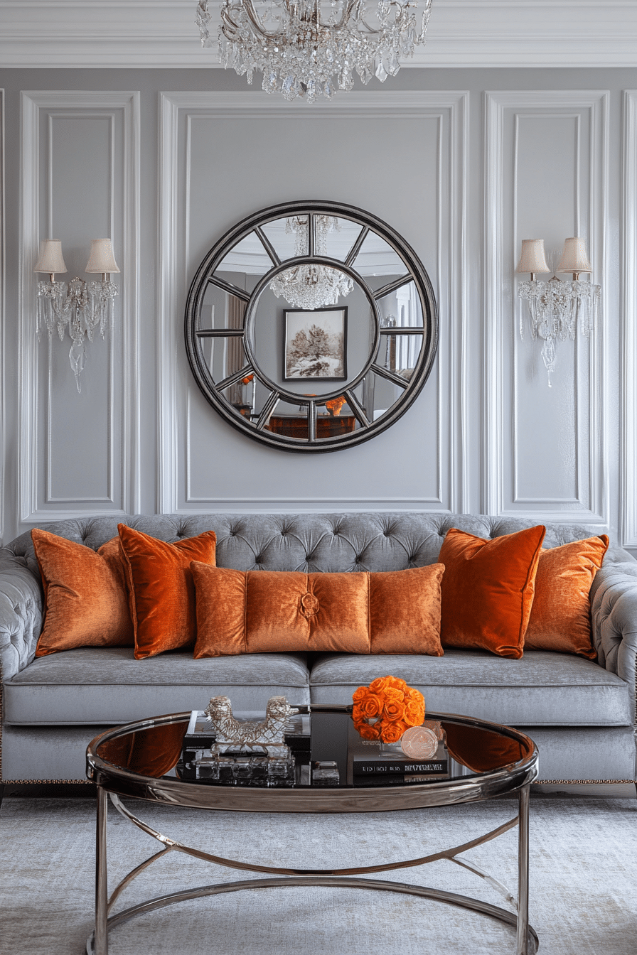 Grey and orange living room