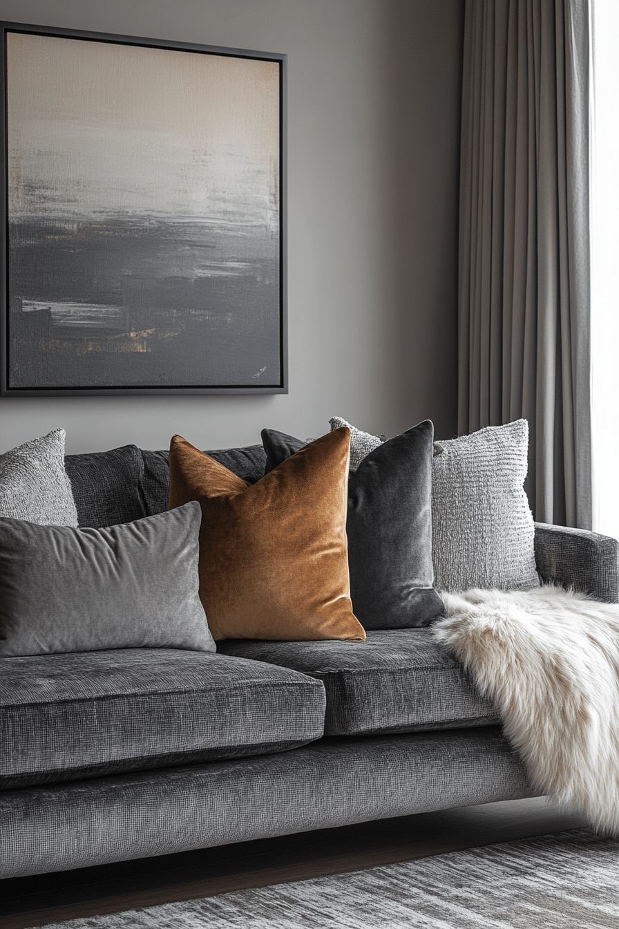 Charcoal sofa living room