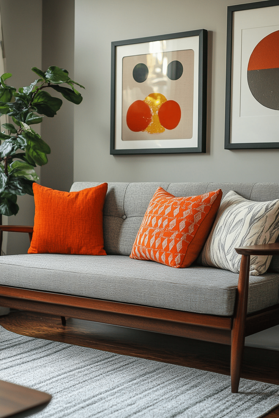 Grey and orange living room