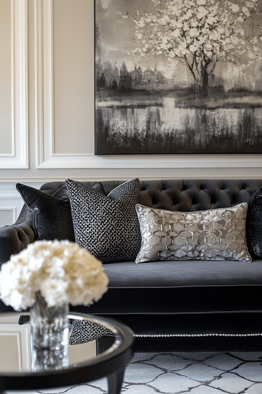 Charcoal sofa living room