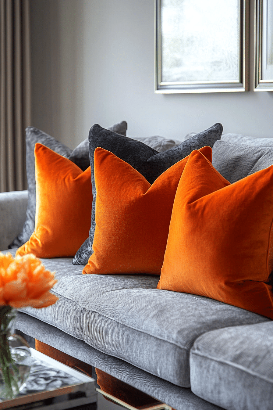 Grey and orange living room