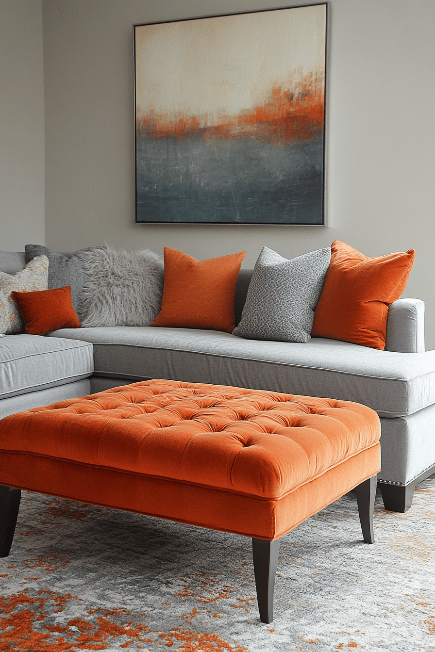 Grey and orange living room