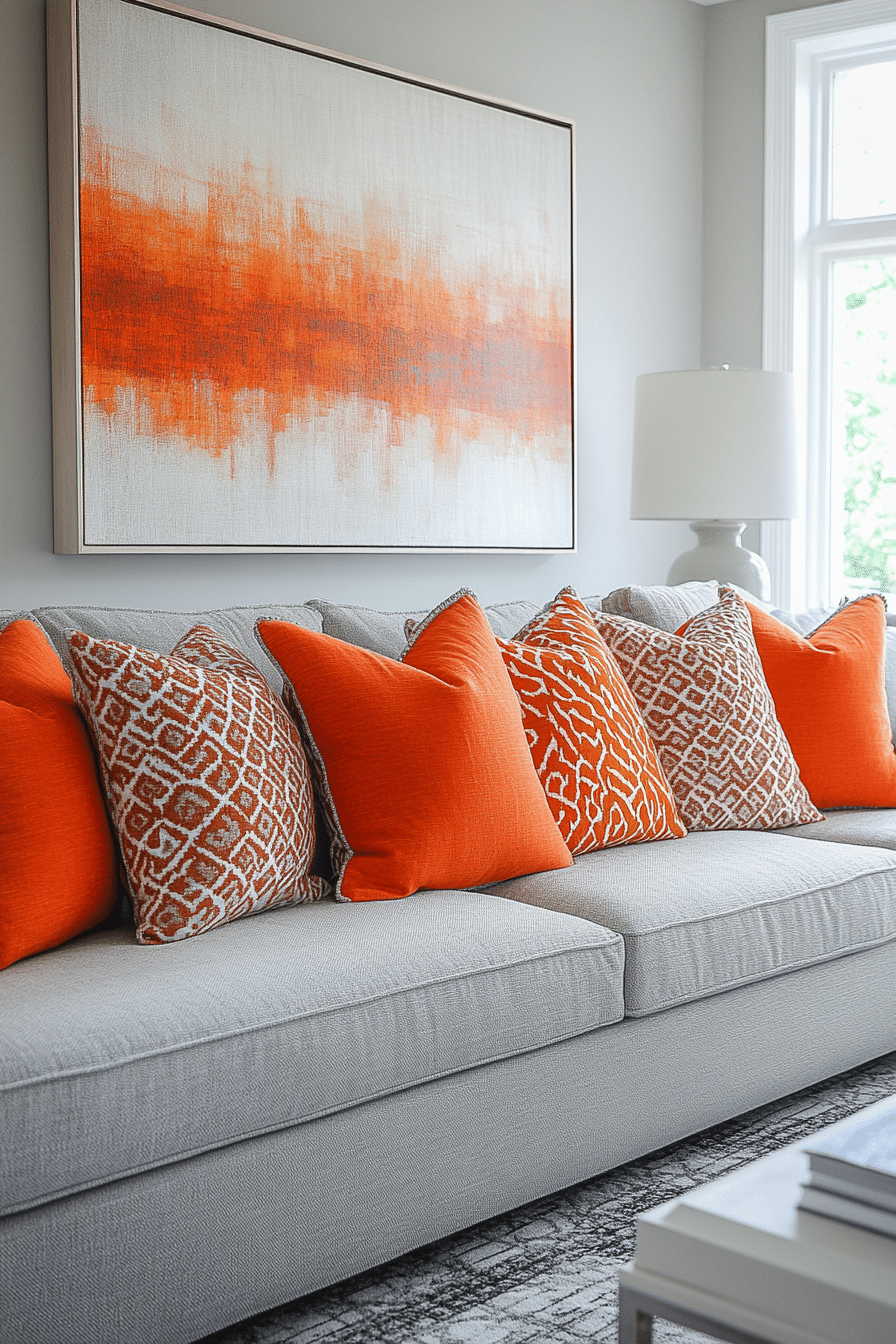 Grey and orange living room