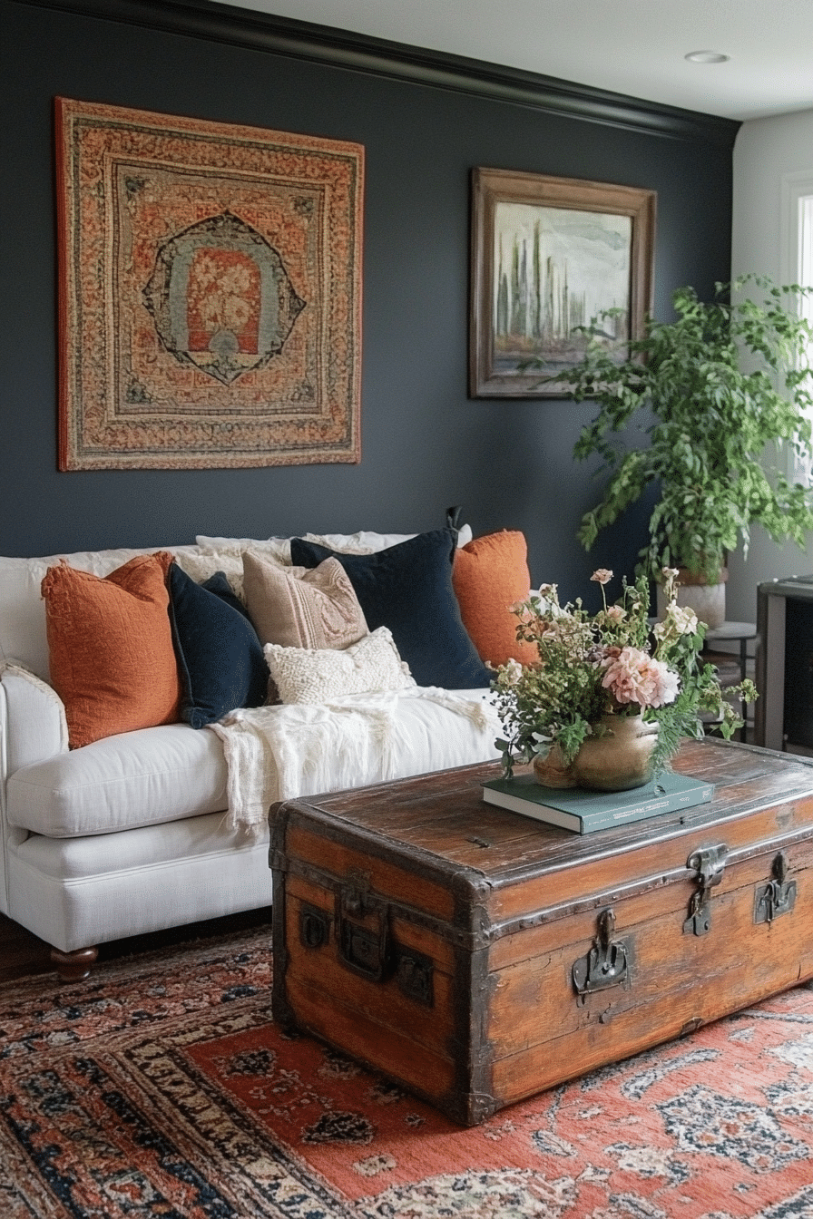 boho mid century modern living room