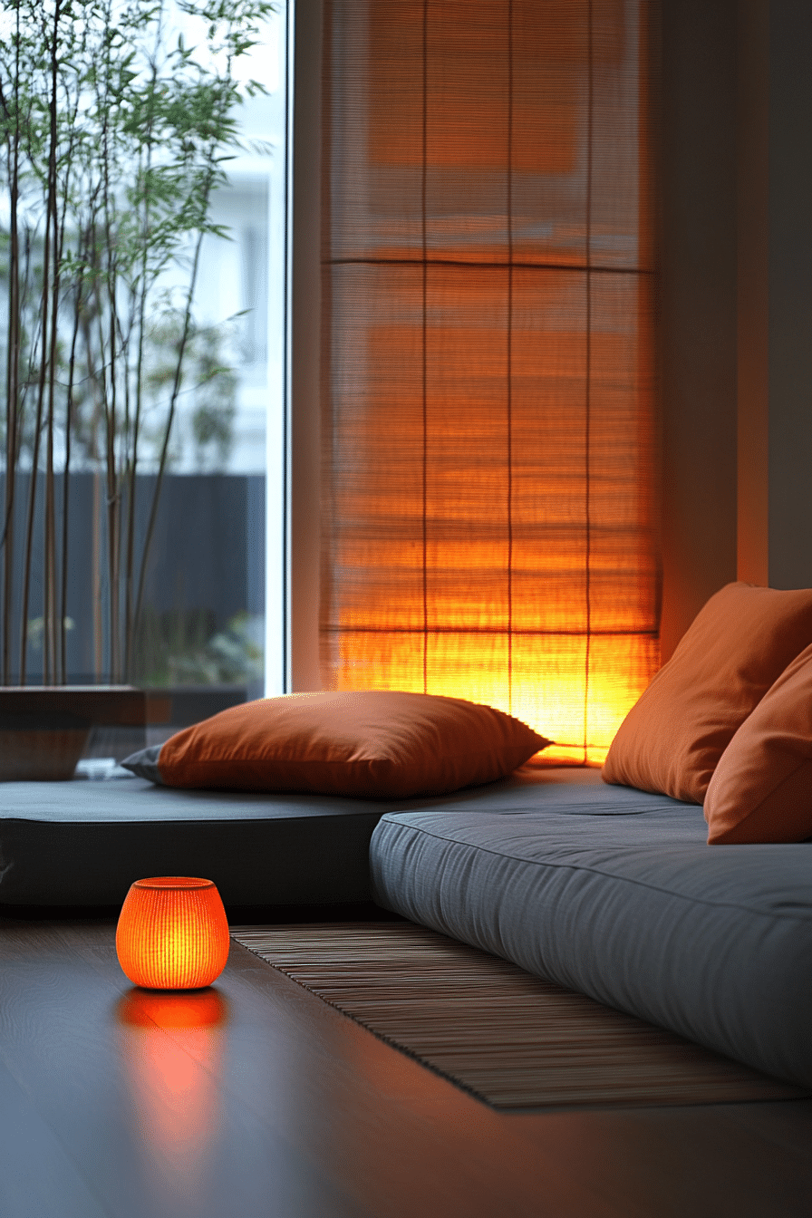 Grey and orange living room