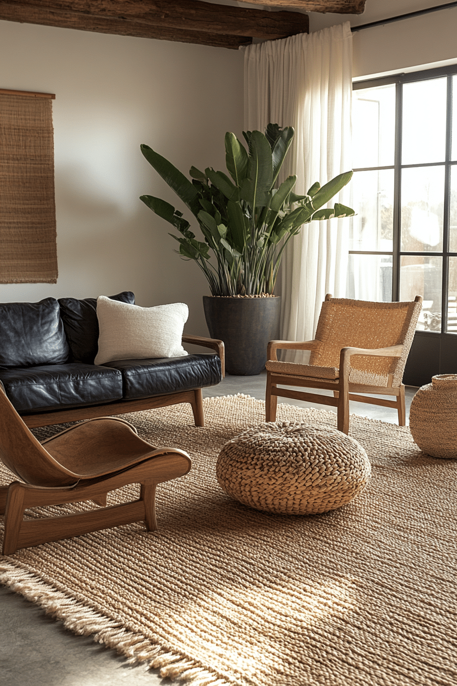 boho mid century modern living room