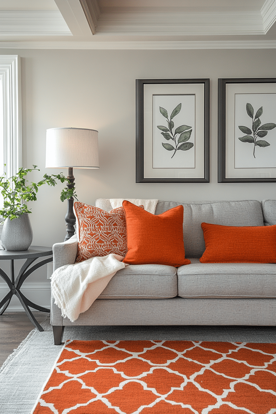 Grey and orange living room