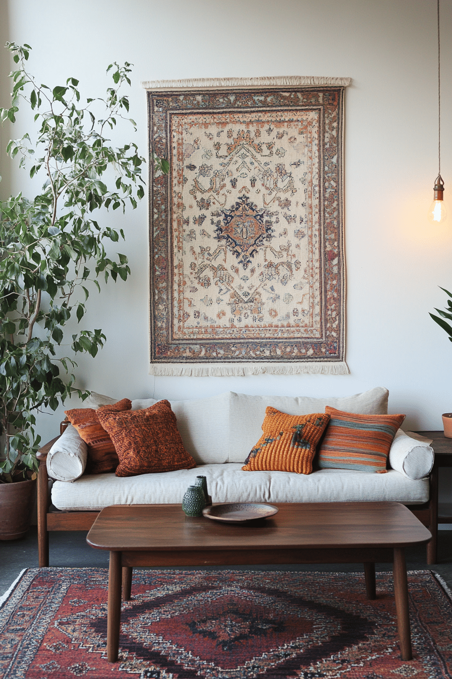 boho mid century modern living room