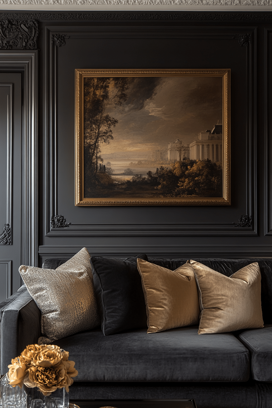 Charcoal sofa living room