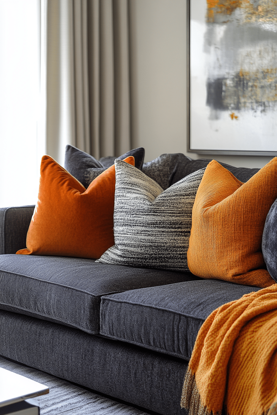 Charcoal sofa living room