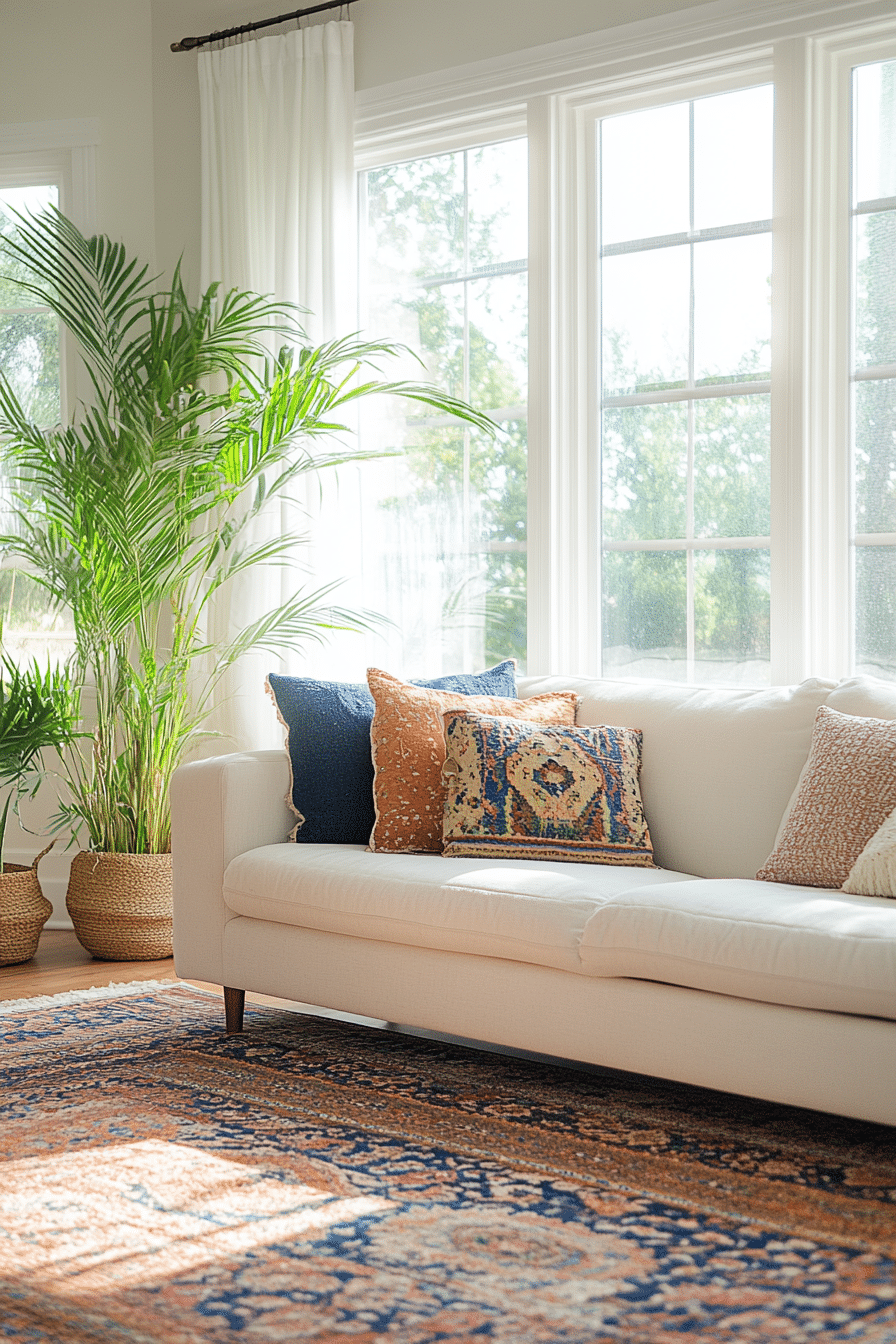boho mid century modern living room