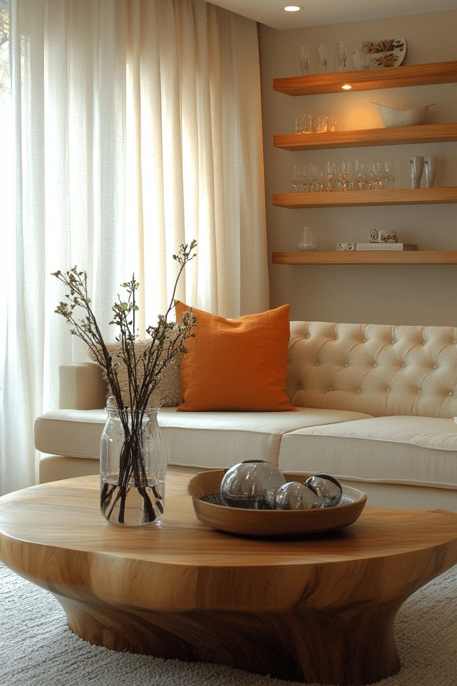 boho mid century modern living room