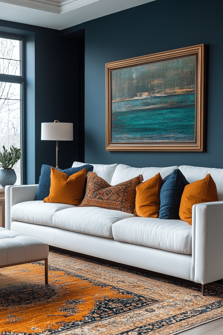 boho mid century modern living room