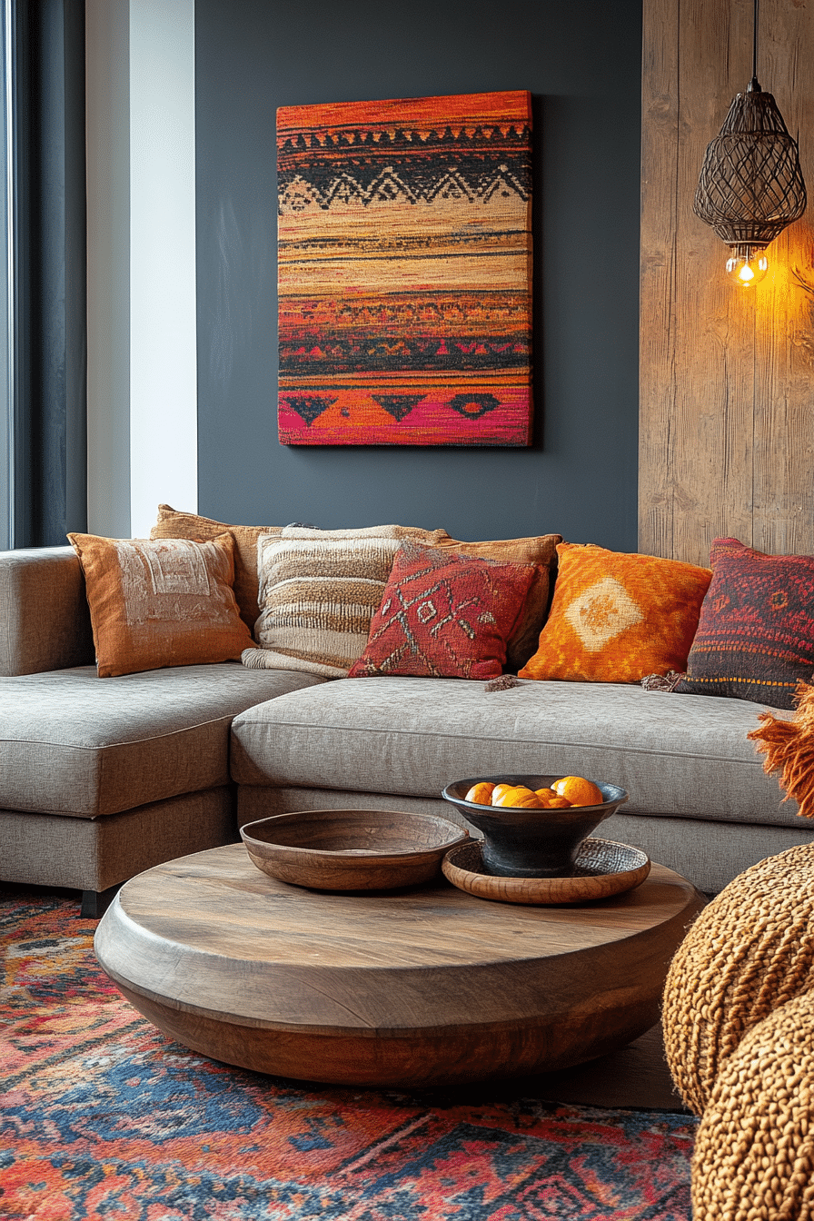 boho mid century modern living room