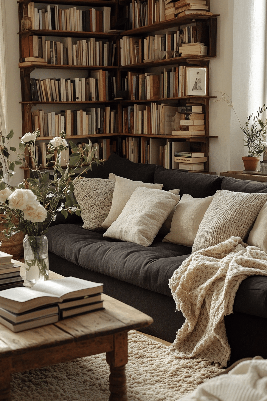 Charcoal sofa living room