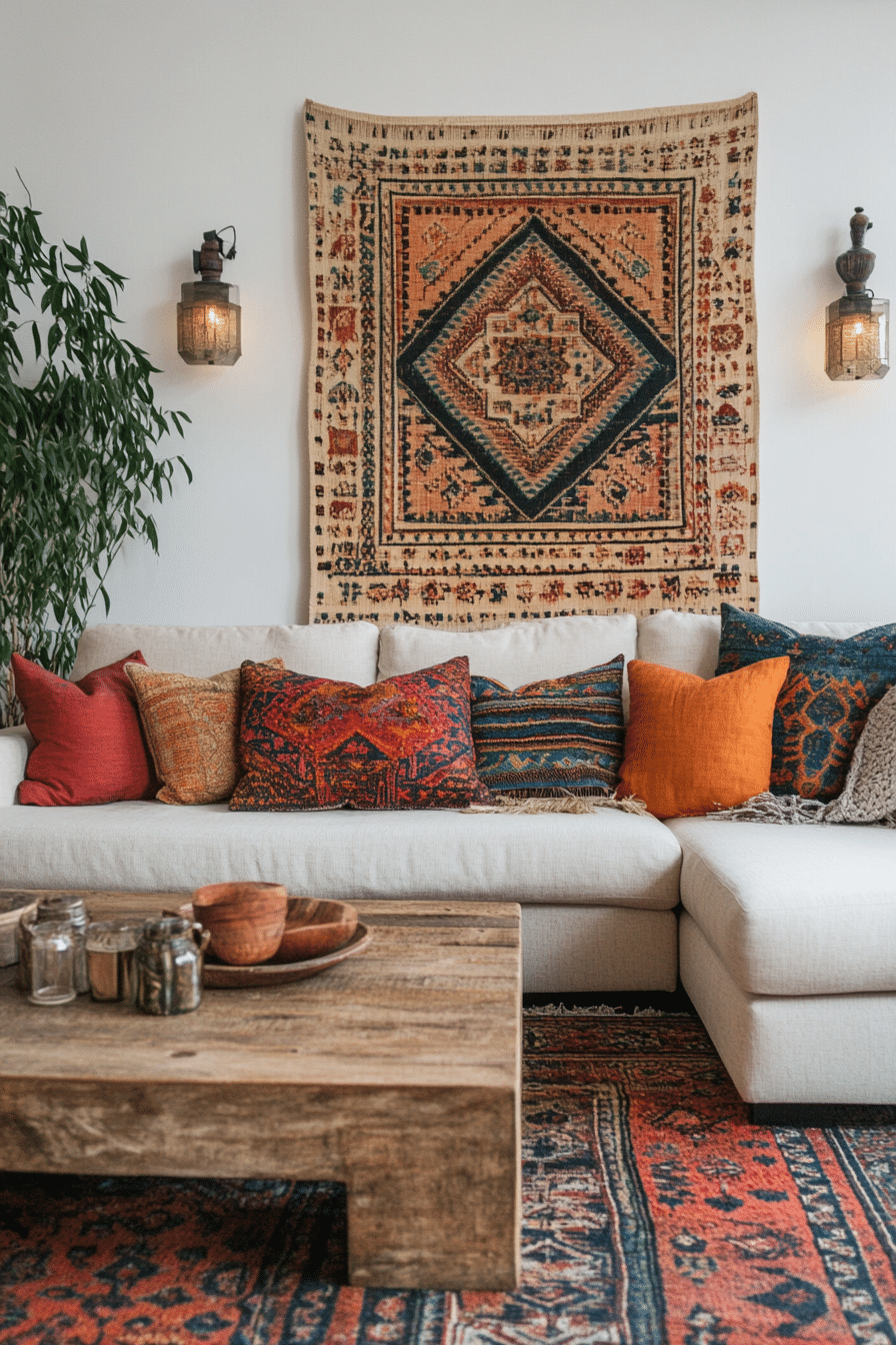 boho mid century modern living room