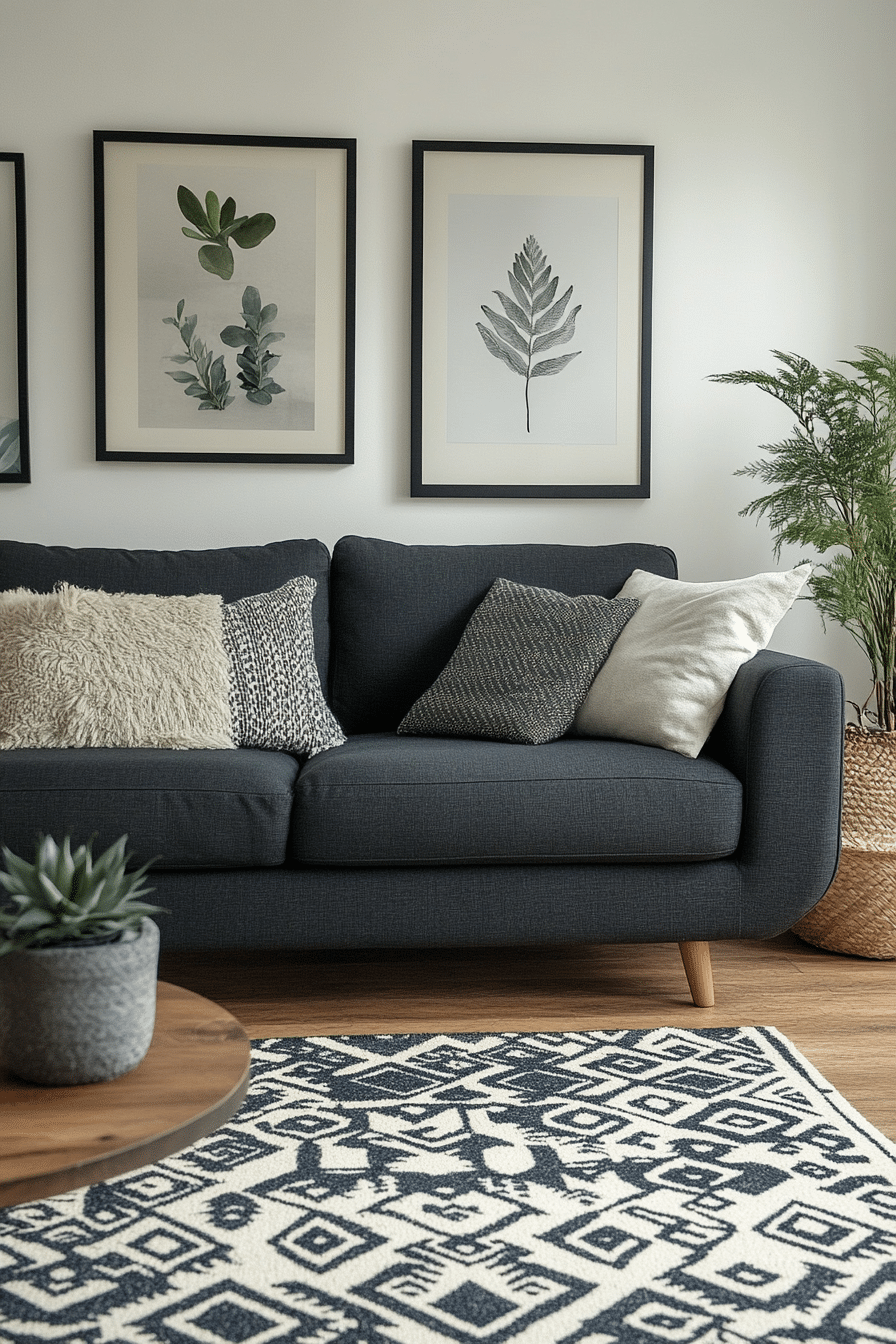 Charcoal sofa living room