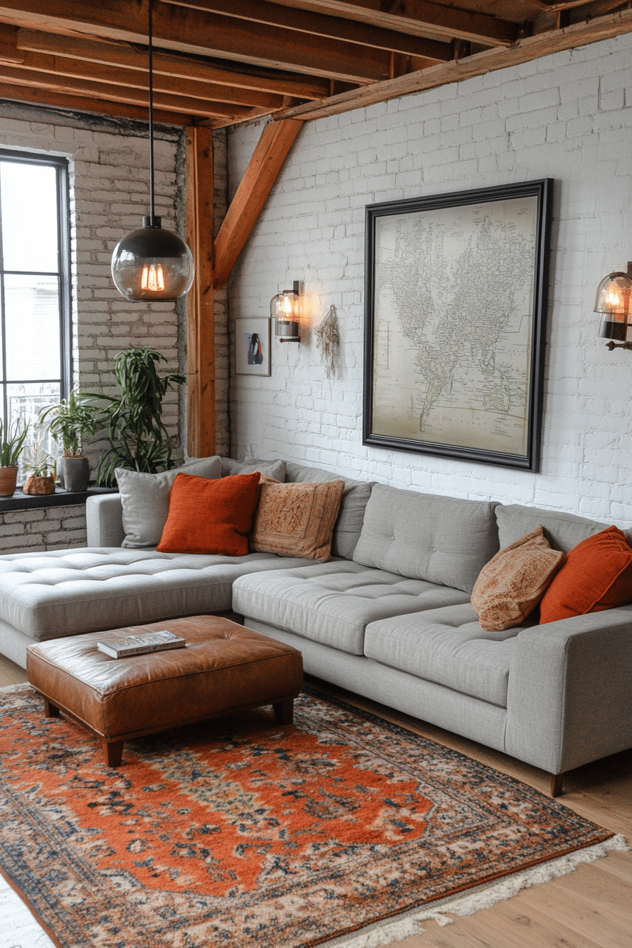 boho mid century modern living room