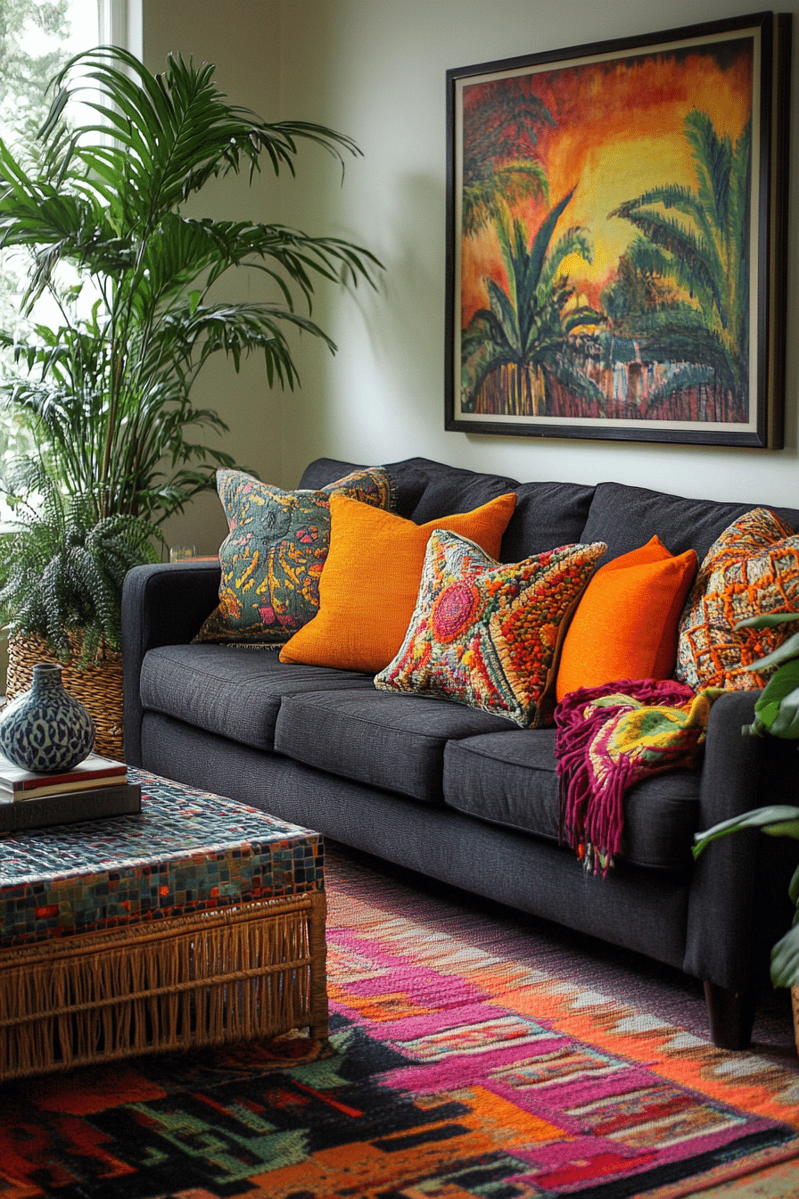 Charcoal sofa living room