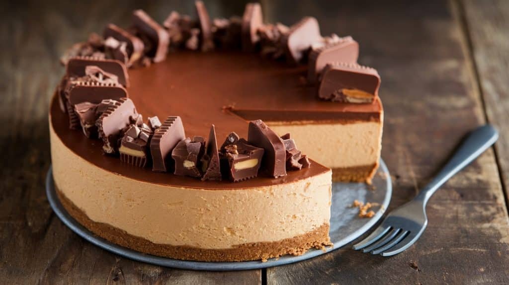 No-Bake Chocolate Peanut Butter Fudge Cheesecake