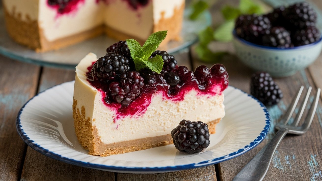 Chilled No-Bake Blackberry Vanilla Bean Cheesecake - Courtneys World